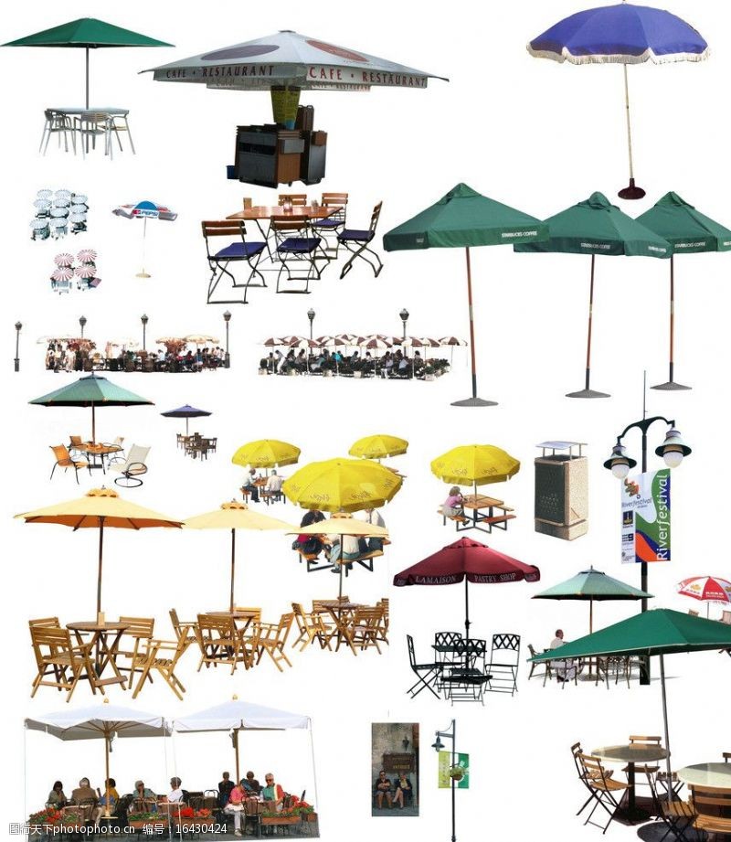 室外咖啡棚太阳伞设计素材图片