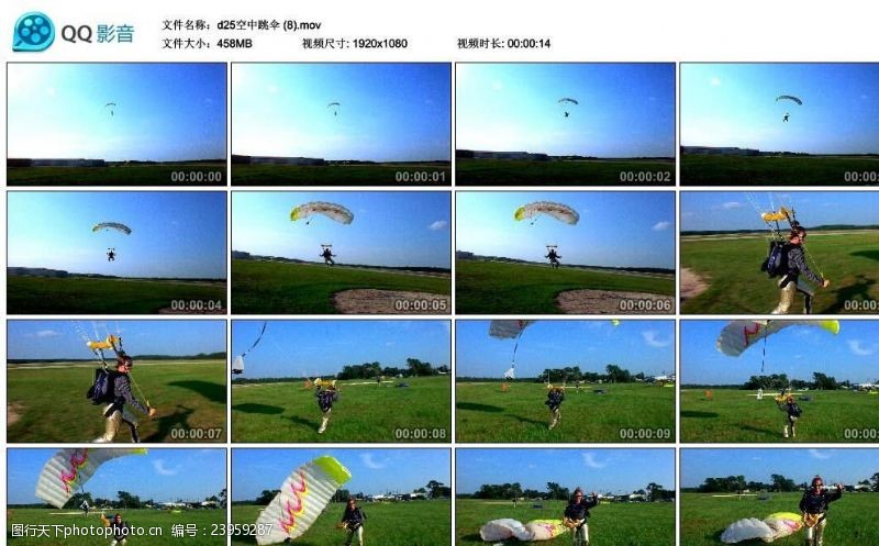 限高跳伞运动员平安落地高清实拍视频素材