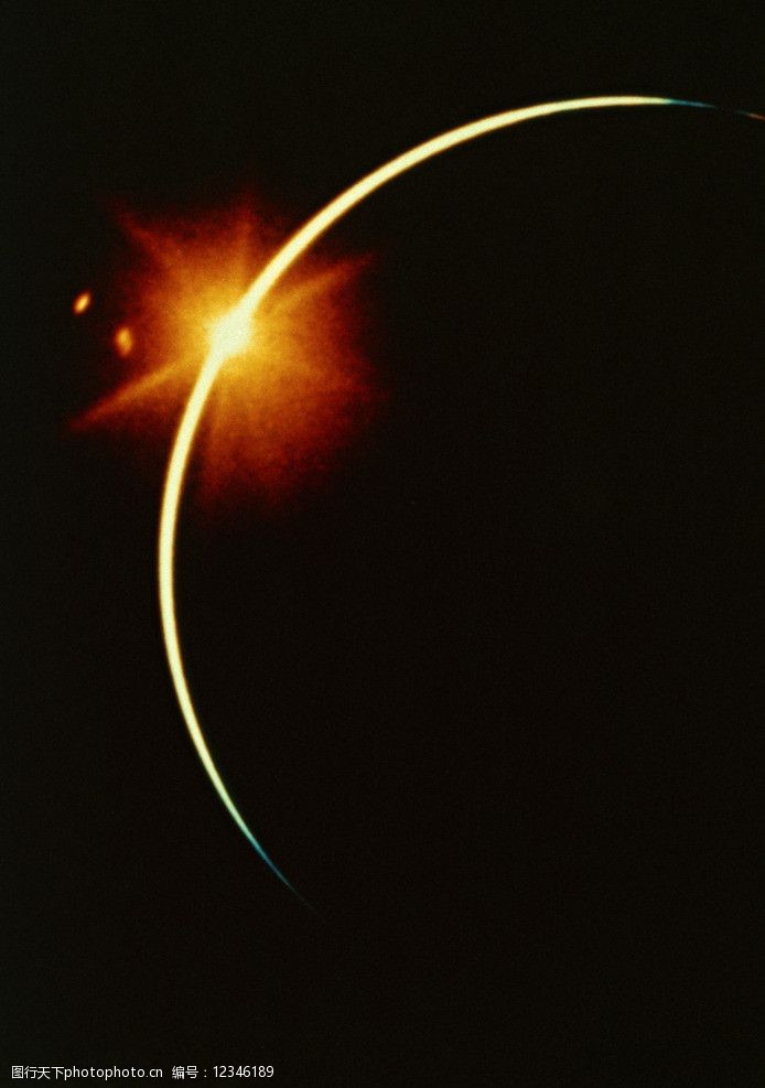 弧线光束日食摄影图片