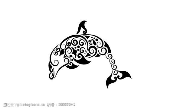 海豚免费下载海豚黑白花纹矢量图