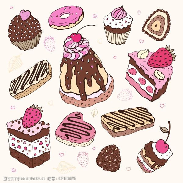 可爱底纹免费下载矢量可爱甜品素材图案