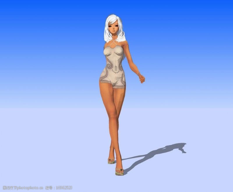 走秀美女走路3D模型图片