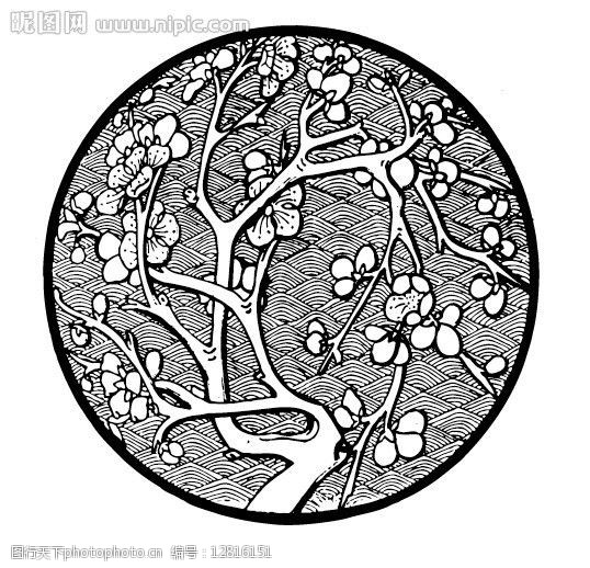 圆形图案花卉系列吉祥纹样梅花图片