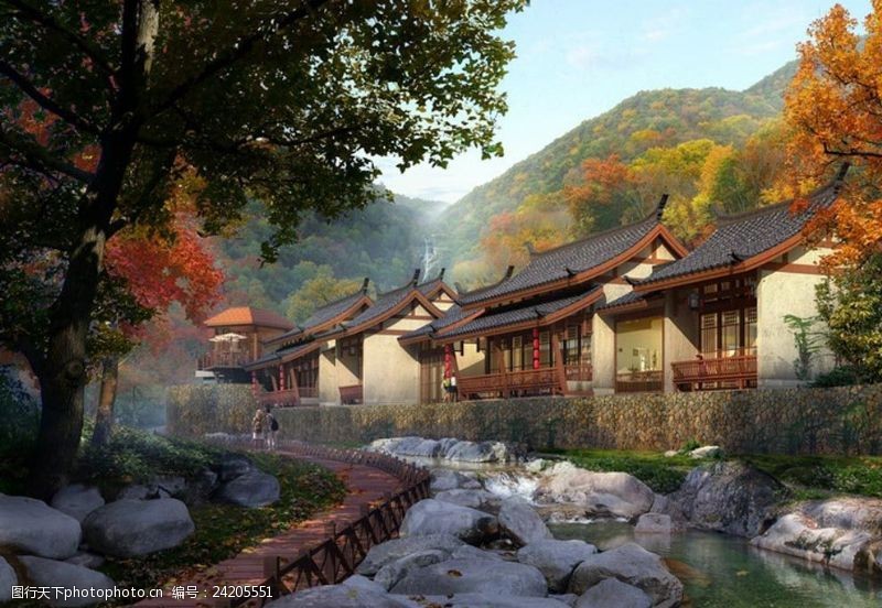 林中小屋深山传统中国文化古村