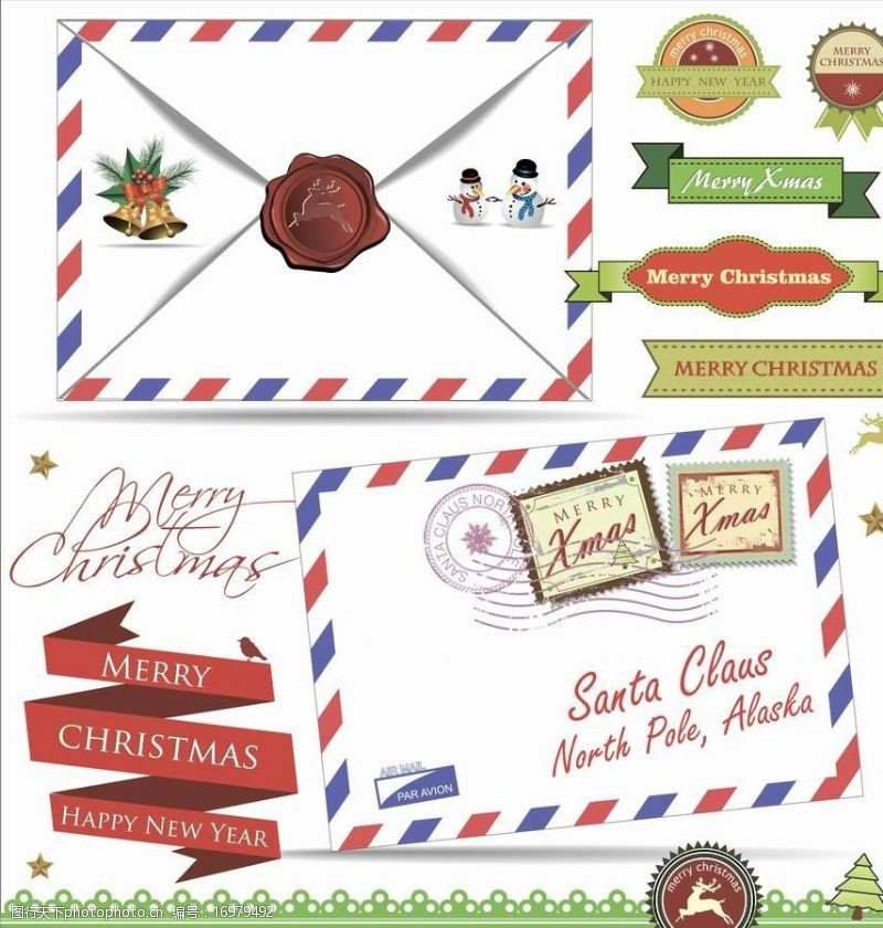 时尚邮票圣诞标签圣诞素材图片