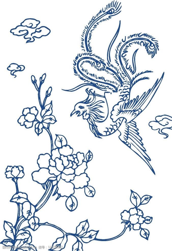 青花瓷花纹花鸟图案图片