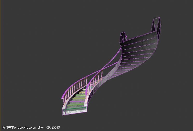 扶手栏杆旋转楼梯模型图片