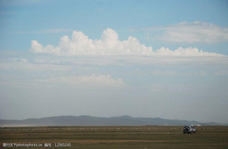 放羊行驶在内蒙古大草原上图片