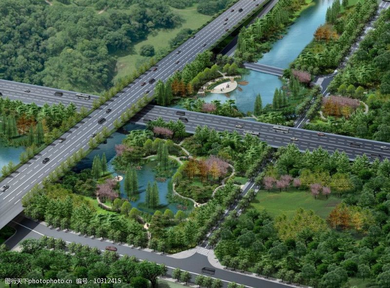 城市规划城市高速路段环境规划效果图图片