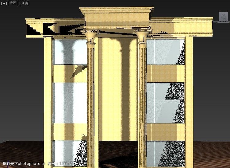 罗马柱门模型上海碧中海大酒店大门头模型图片