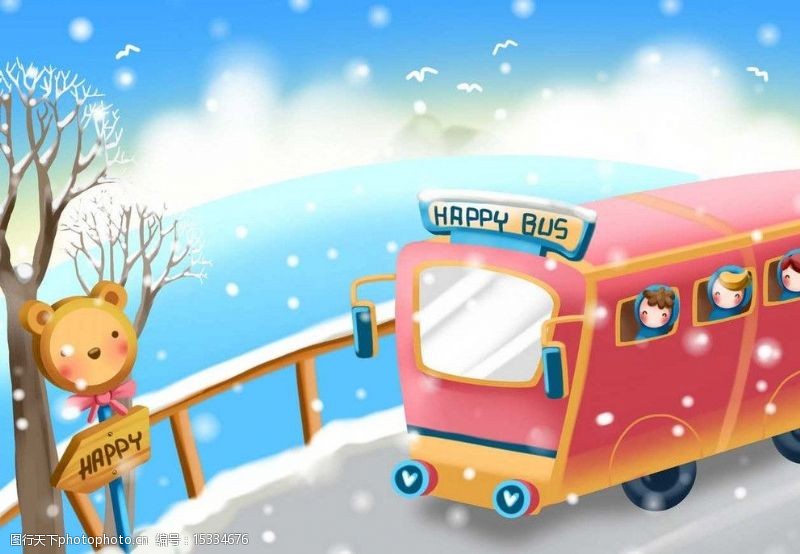 公共汽车冬季巴士校车图片