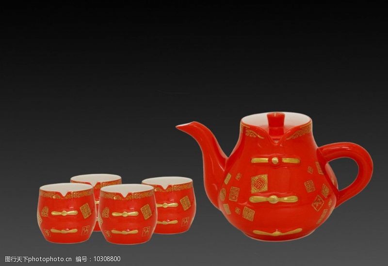 功夫茶唐装红瓷茶具图片