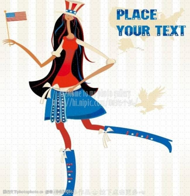 美国国旗模板下载女孩图片