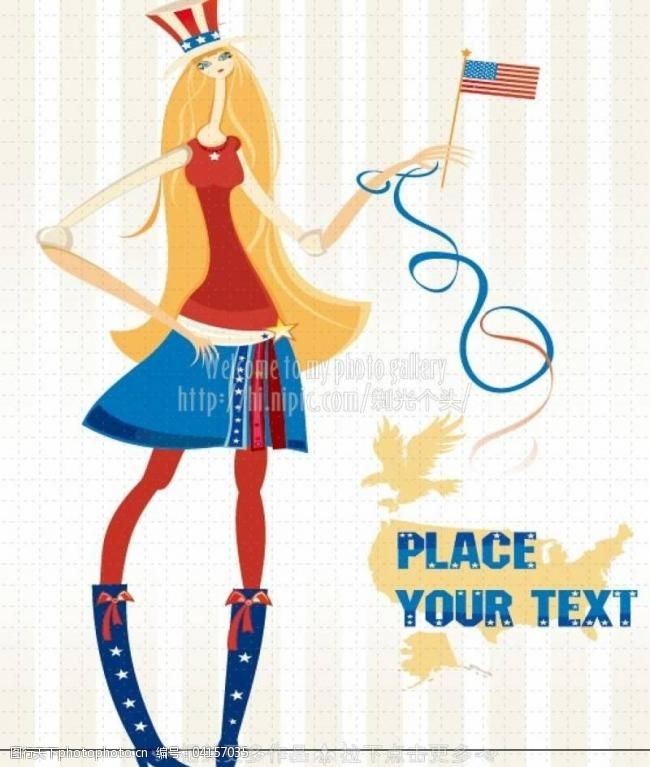 美国国旗模板下载女郎图片