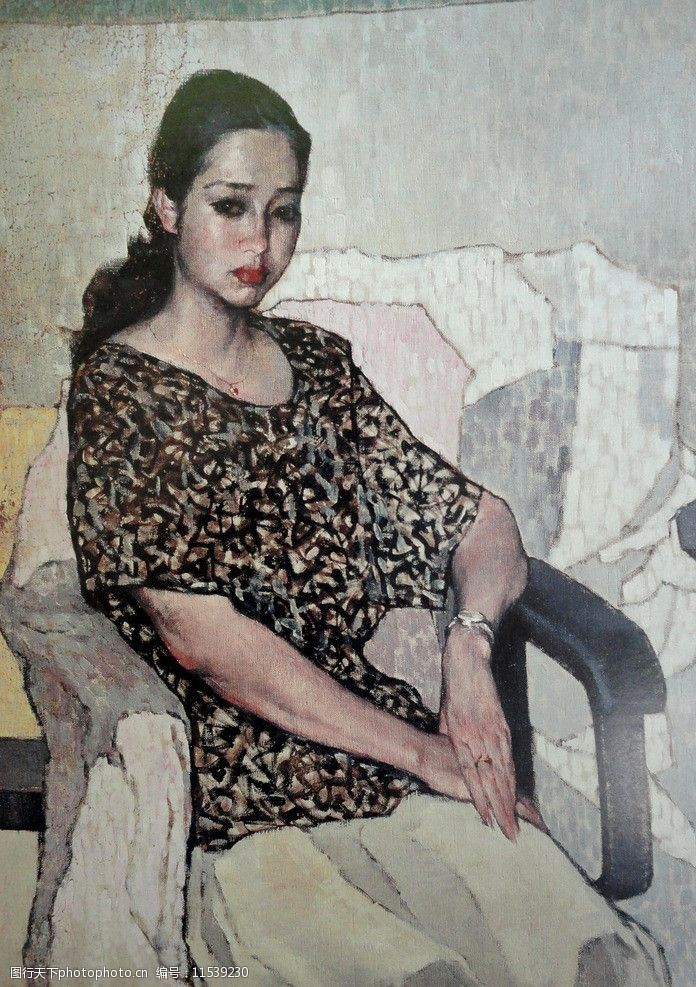 油画作品50坐着的女人图片