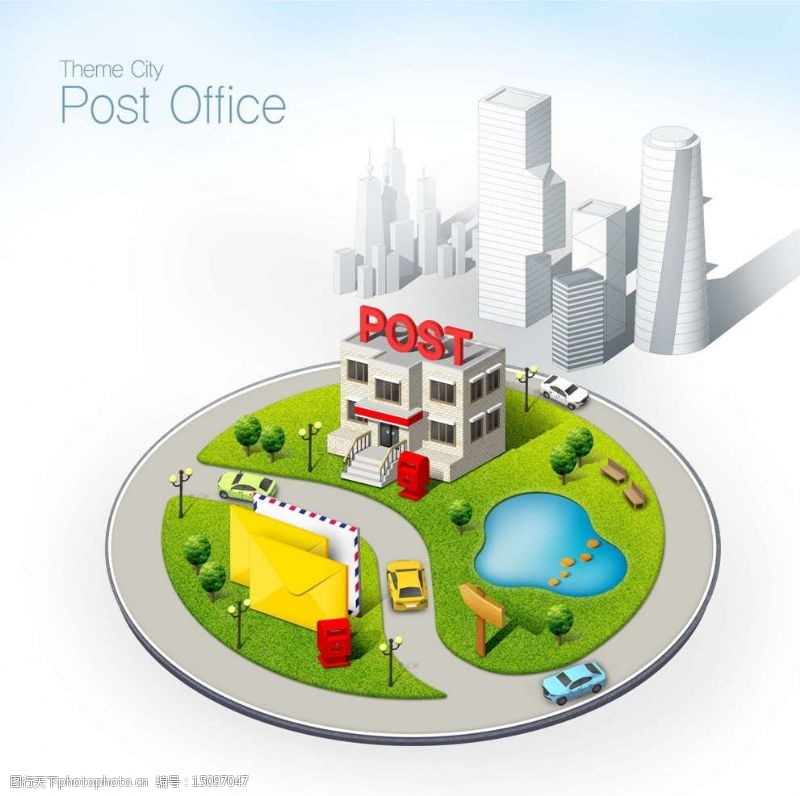 卡通模型邮政局图片