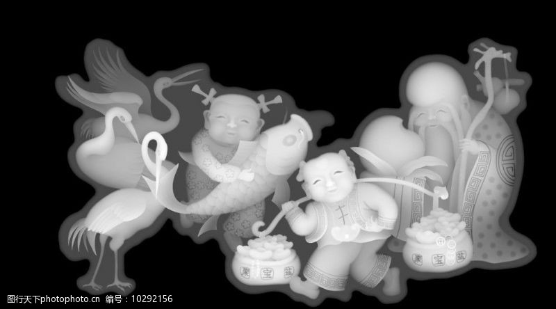 寿星素材下载浮雕灰度图寿星童子图片
