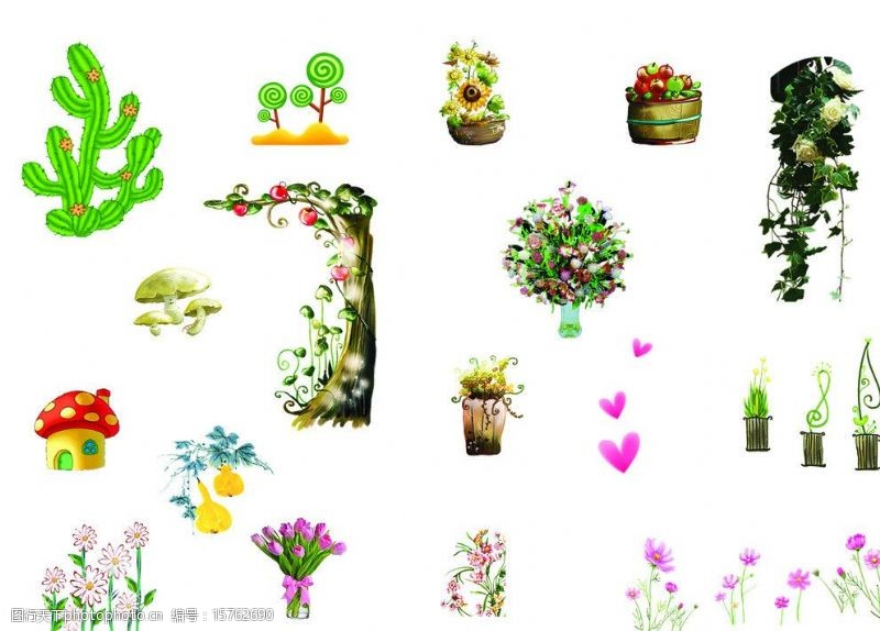 蘑菇小屋卡通植物图片