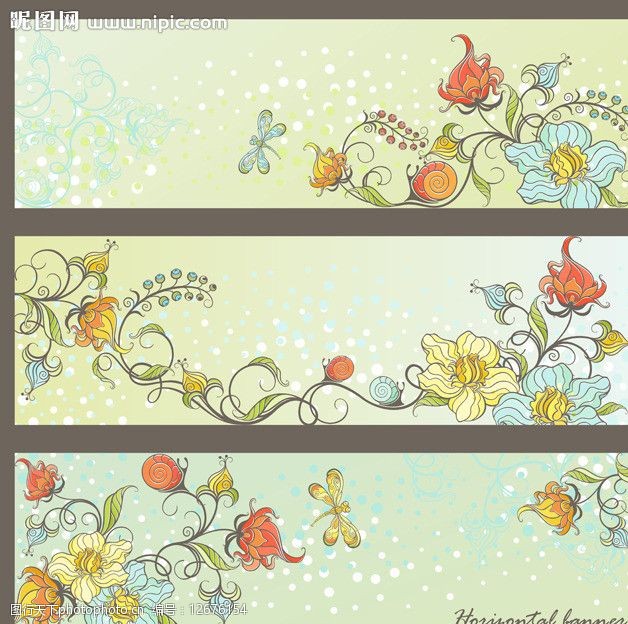 花纹花卉横幅古典花卉花纹背景图片