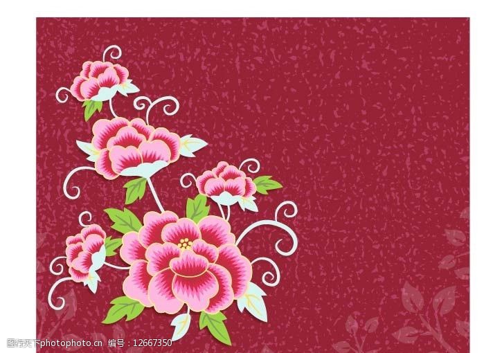 花纹花卉横幅古典花卉花纹背景图片