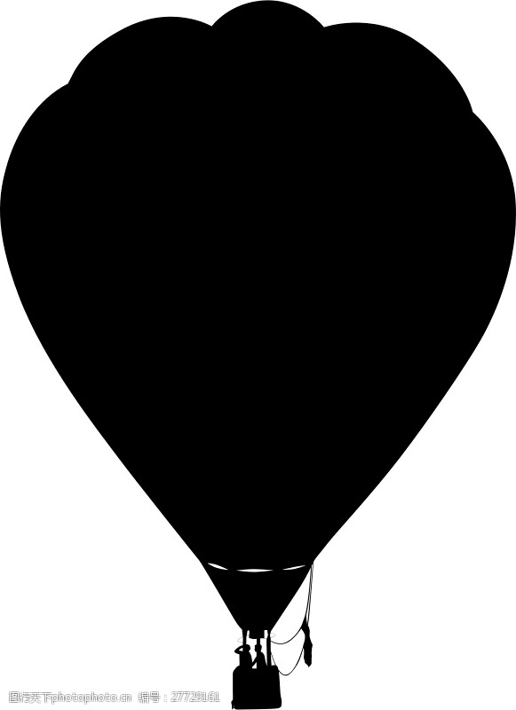黑色的剪影热气球的轮廓剪影
