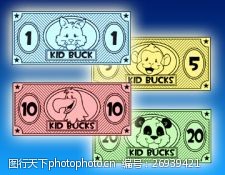 雄鹿孩子的钱动物为主题的可打印的游戏币