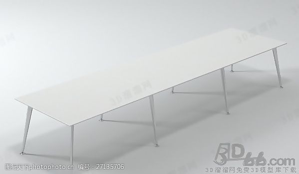 固定腿3D桌子模型