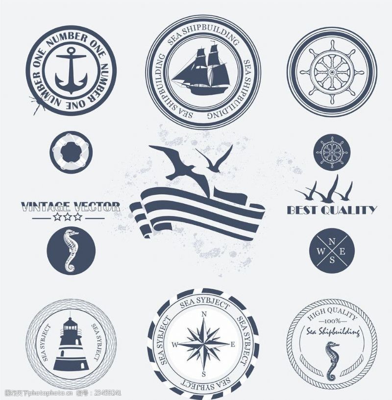 象征标识怀旧航海标签贴纸