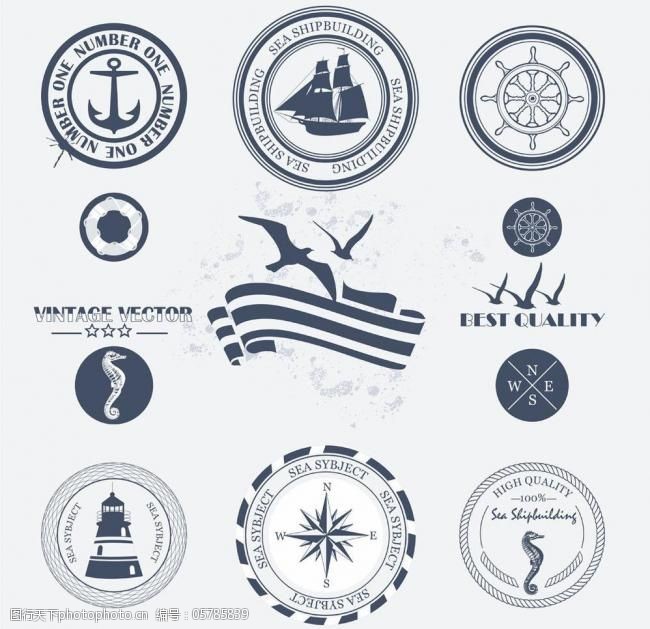 象征标识怀旧航海标签贴纸图片