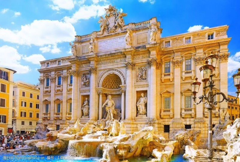 雕塑喷泉罗马许愿池图片