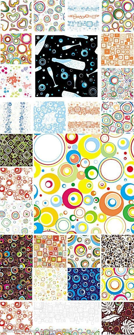 矩形的色彩缤纷的各式图形图案矢量素材