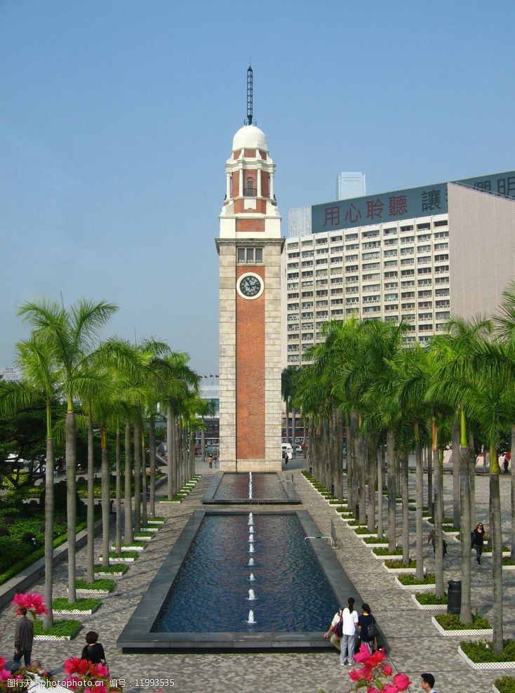 喷池香港CF广场钟楼图片