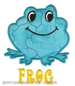 绣花免费下载绣花动物青蛙文字英文免费素材