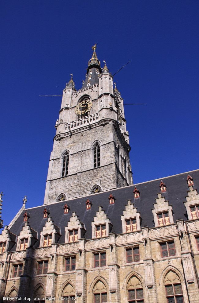 欧式时钟比利时根特钟楼图片