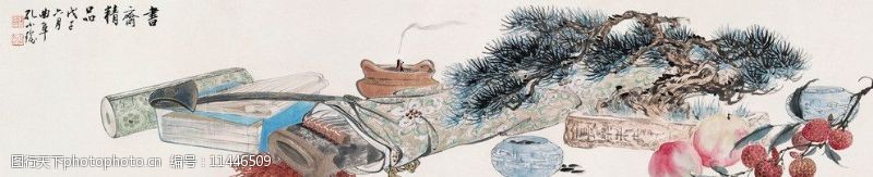 古筝文化国画水果图片