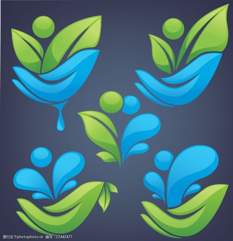 形态手形绿叶logo图标
