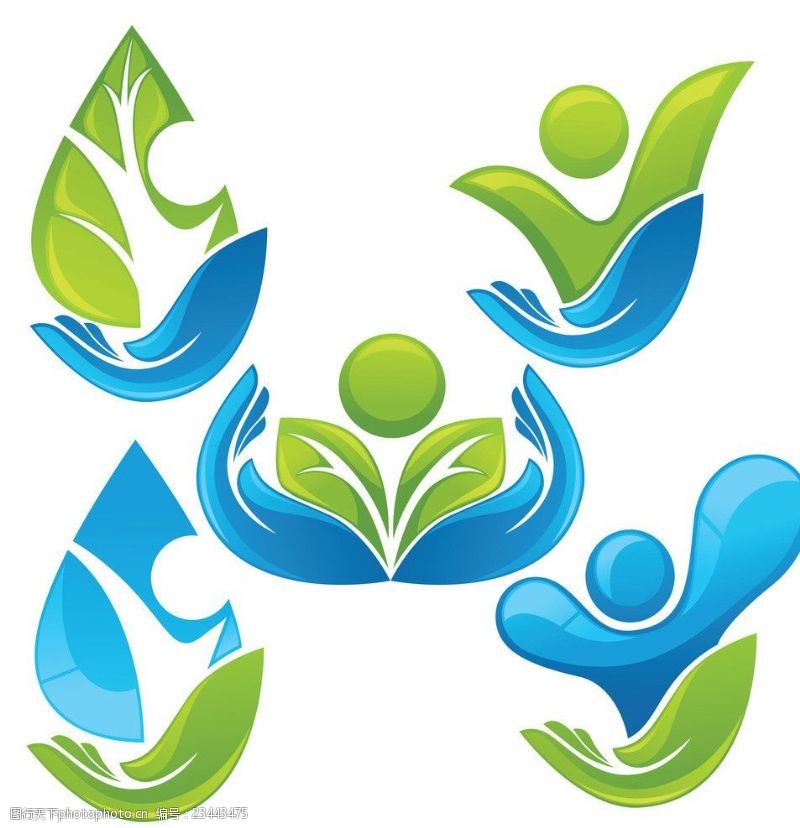 形态手形绿叶logo图标