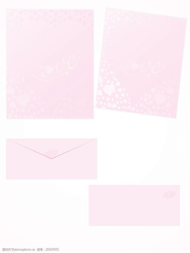 粉红色的浪漫的音符与信封信集2