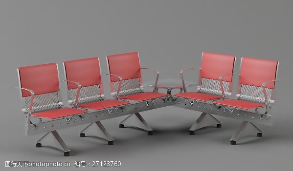 候车厅3D公共排椅模型