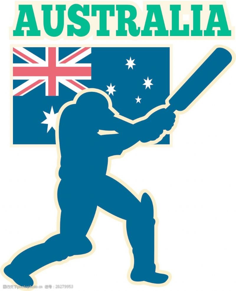 板球运动的击球手澳大利亚国旗