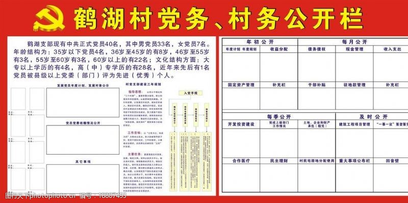 收支计划管理鹤湖村党务村务公开栏图片