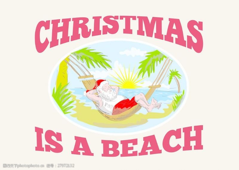 圣诞老人克劳斯圣塔克劳斯圣诞老人海滩放松