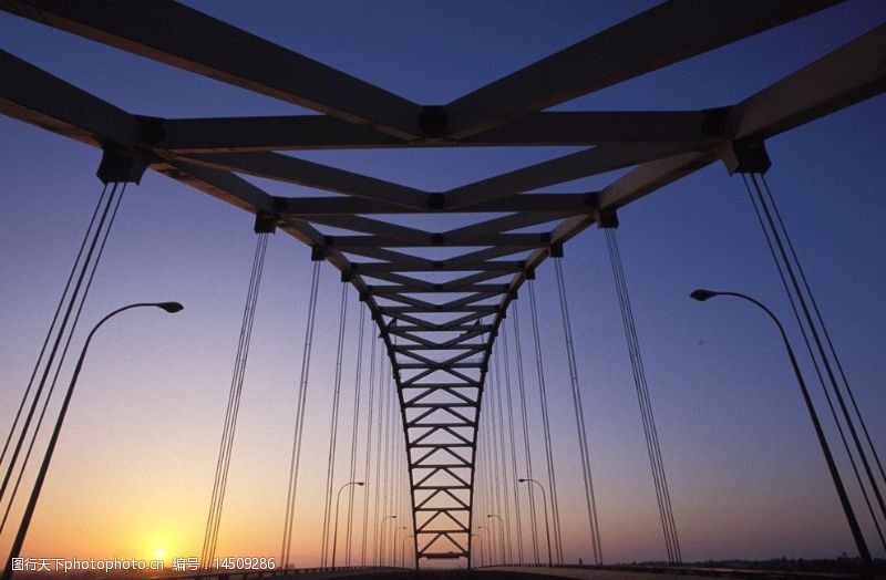 晨光中的吊桥图片