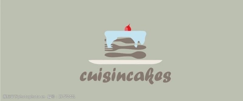 欧美插画蛋糕logo