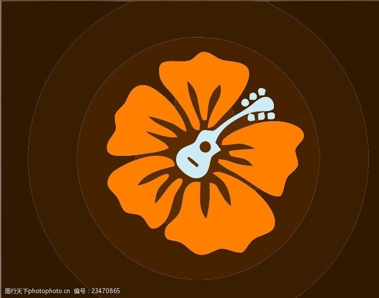 欧美插画吉他logo