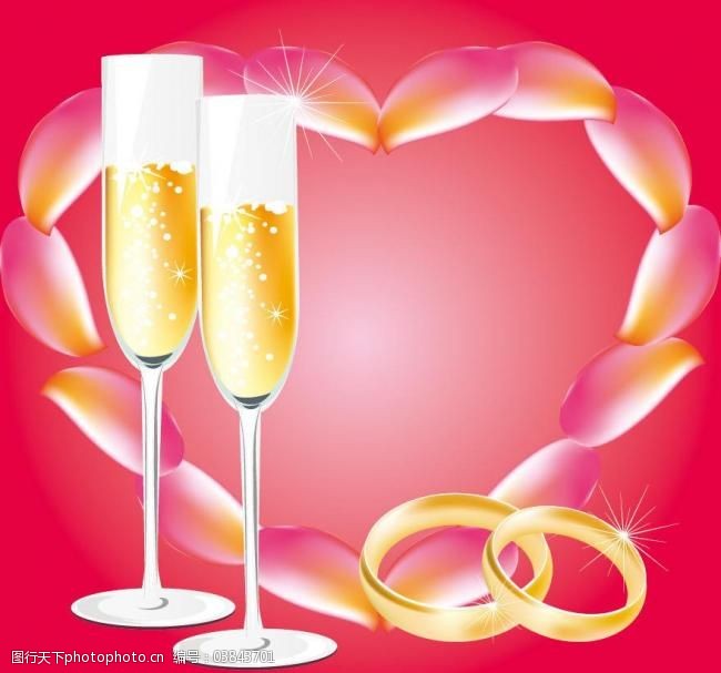 婚庆主题模板下载爱心手镯美酒情人节背景图片