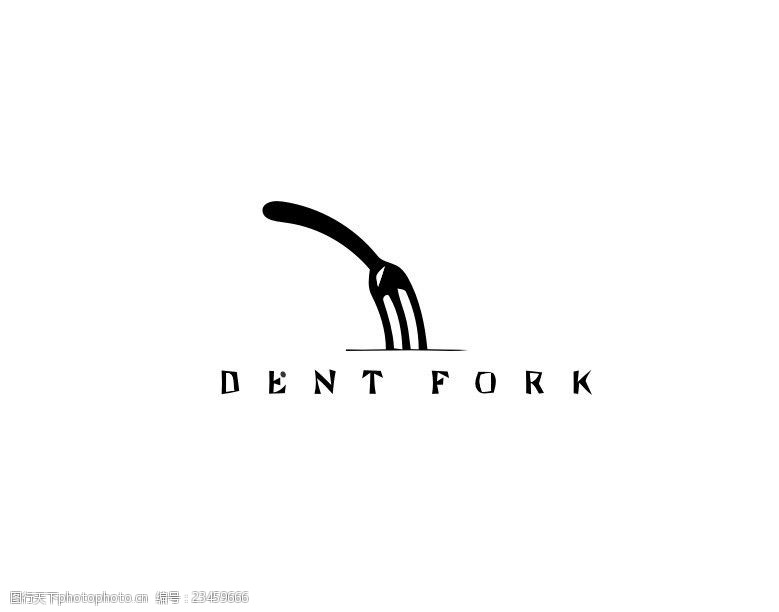 英文字母图标餐具logo