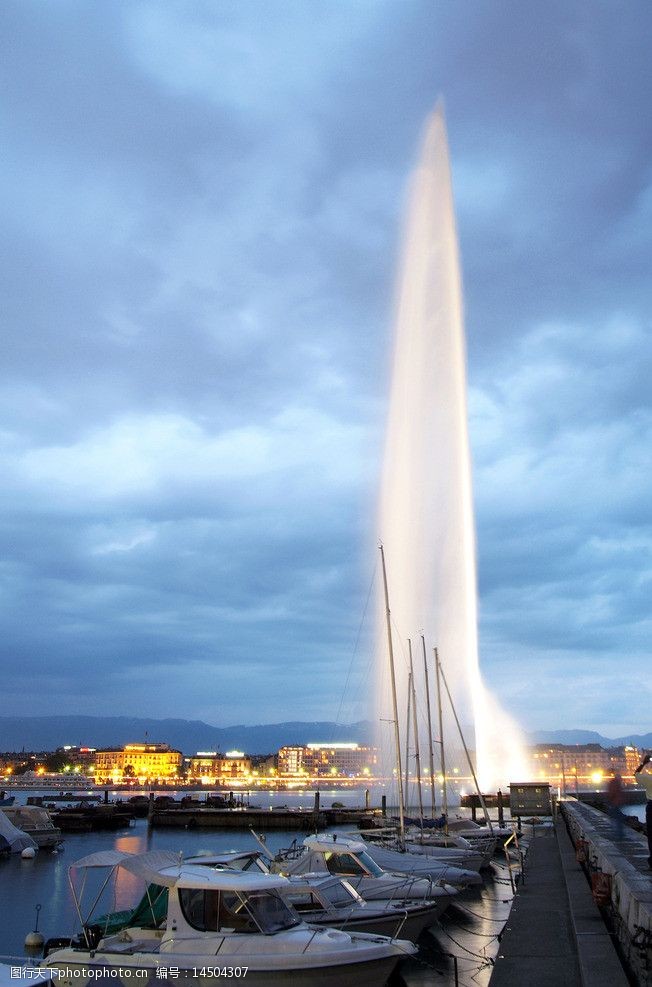 瑞士风光瑞士日内瓦喷泉图片
