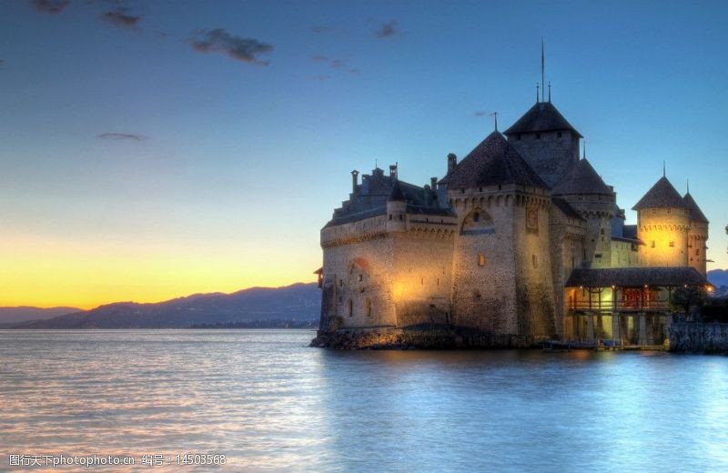 瑞士风光瑞士日内瓦湖西庸古堡图片