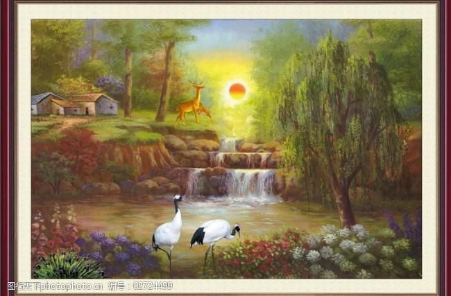 世外桃园模板下载油画风景漂亮的风景油画图片